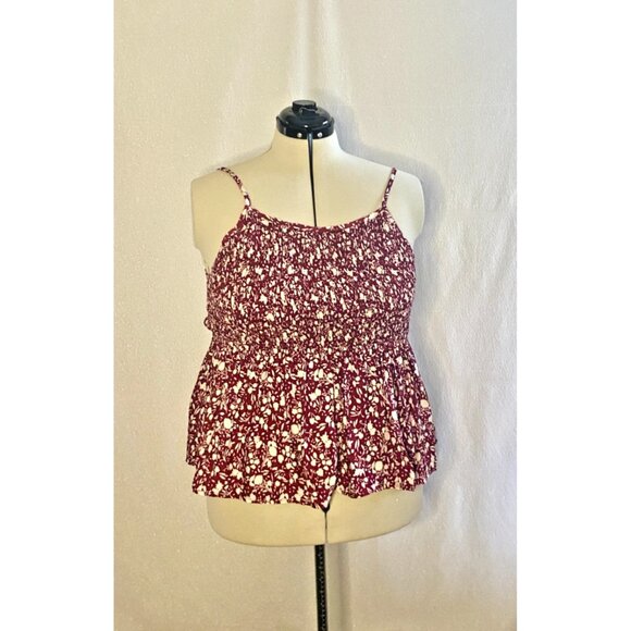 Shein red and white ditzy floral tie back top. Euc. Size 3XL. - Picture 1 of 4